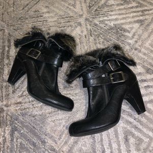 Fuzzy leather boots
